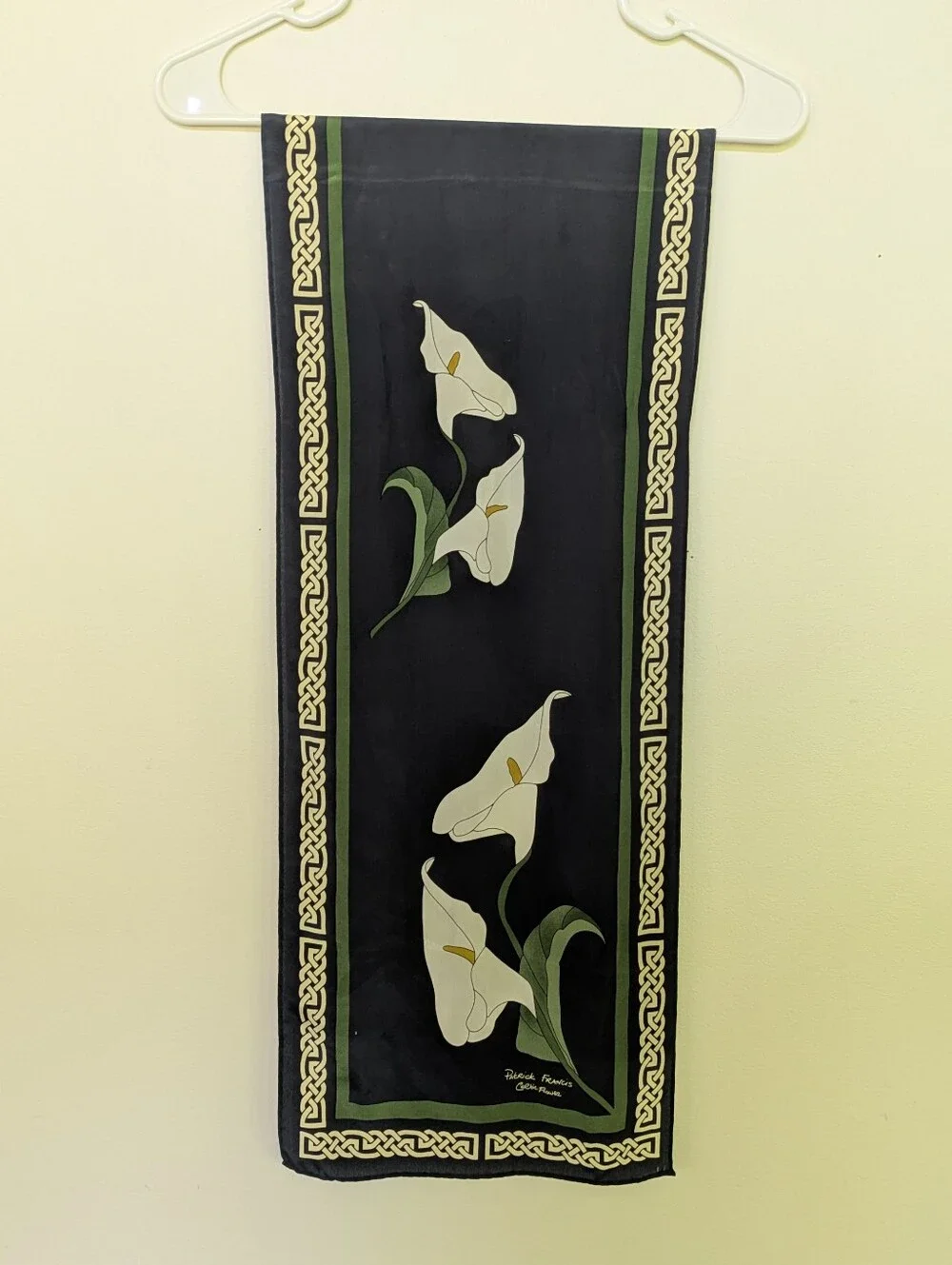 Vintage Irish Silk Scarf Patrick Francis Celtic Flower Lily